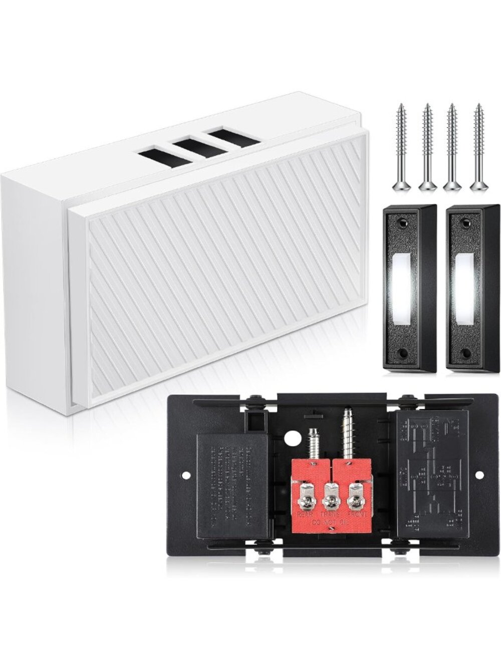 Wired Doorbell Chime with 2 Lighted Buttons, Loud Sounds, Home Wall Decor